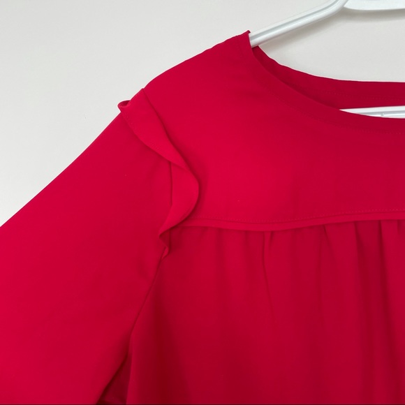 Reitmans XXL Red Blouse, shoulder ruffle detail - Picture 4 of 7
